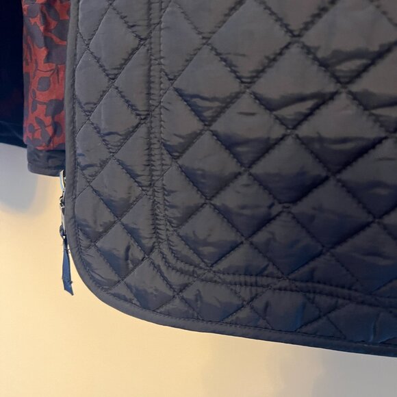 Hobbs London Quilt Quilted Coat Jacket Blue navy 12 large pocket silver zipper - Picture 12 of 14